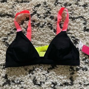 Multicolored triangle target bikini top